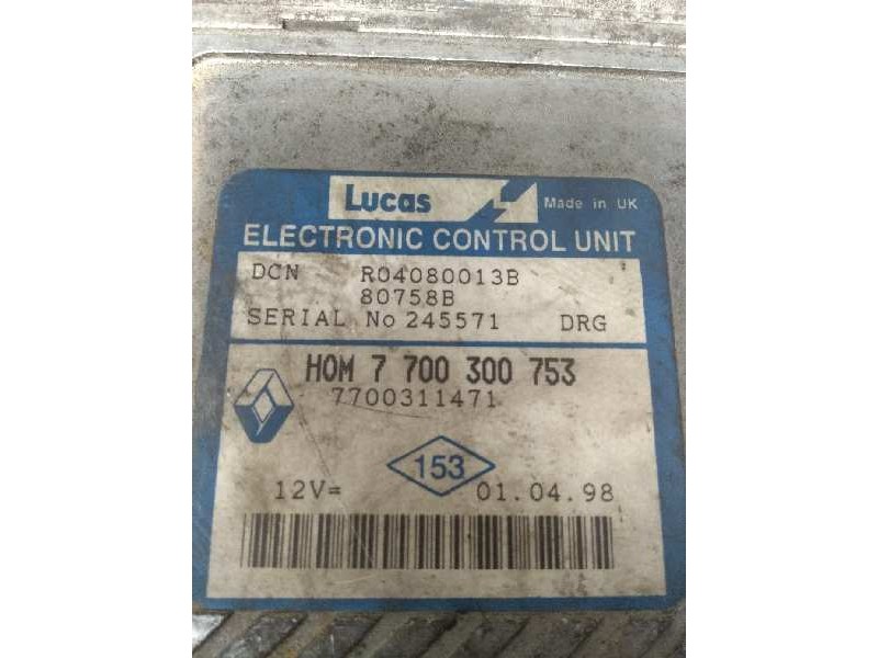 Recambio de centralita motor uce para renault trafic (desde 5.89) referencia OEM IAM R04080013B HOM7700300753 7700311471 80758B