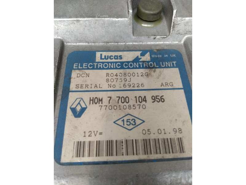 Recambio de centralita motor uce para renault kangoo (f/kc0) 1.9 diesel referencia OEM IAM R04080012G HOM7700104956 7700108570 8