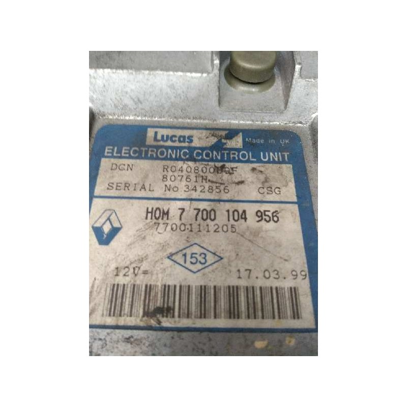 Recambio de centralita motor uce para renault clio ii fase i (b/cbo) 1.9 diesel referencia OEM IAM R04080009F HOM7700104956 7700