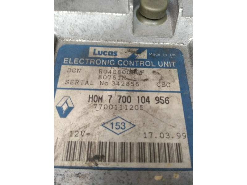 Recambio de centralita motor uce para renault clio ii fase i (b/cbo) 1.9 diesel referencia OEM IAM R04080009F HOM7700104956 7700