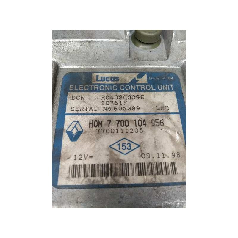 Recambio de centralita motor uce para renault clio ii fase i (b/cbo) 1.9 diesel referencia OEM IAM R04080009E HOM7700104956 7700