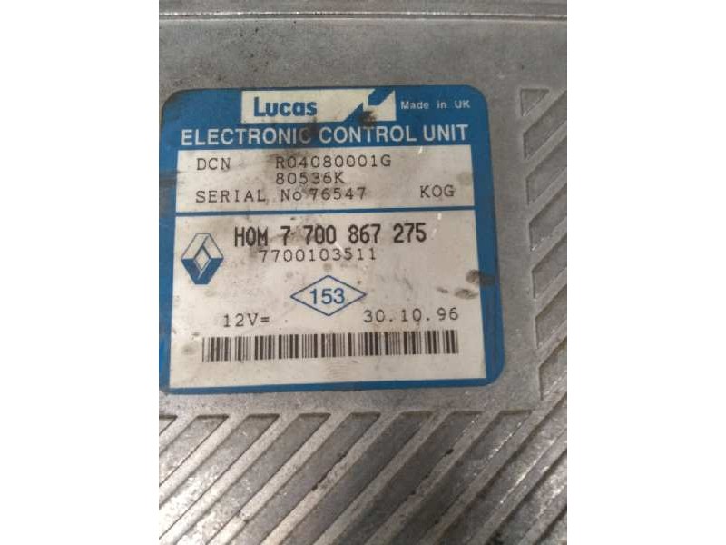 Recambio de centralita motor uce para renault megane i classic (la0) 1.9 turbodiesel referencia OEM IAM R04080001G HOM7700867275