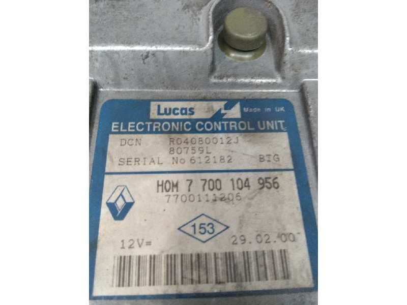 Recambio de centralita motor uce para renault kangoo (f/kc0) 1.9 diesel referencia OEM IAM R04080012J HOM7700104956 7700111206 8
