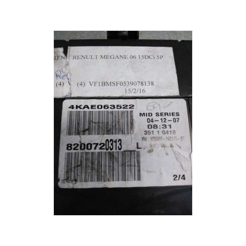Recambio de cuadro instrumentos para renault megane ii berlina 3p 1.5 dci diesel cat referencia OEM IAM 8200720313L  