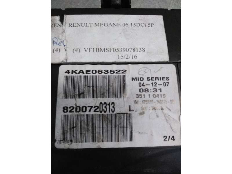 Recambio de cuadro instrumentos para renault megane ii berlina 3p 1.5 dci diesel cat referencia OEM IAM 8200720313L  