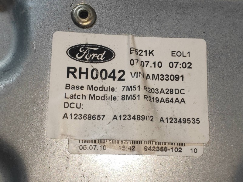 Recambio de elevalunas delantero derecho para ford kuga (cbv) titanium referencia OEM IAM 7M51R203A28DC 8M51R219A64AA 5WK11584H 