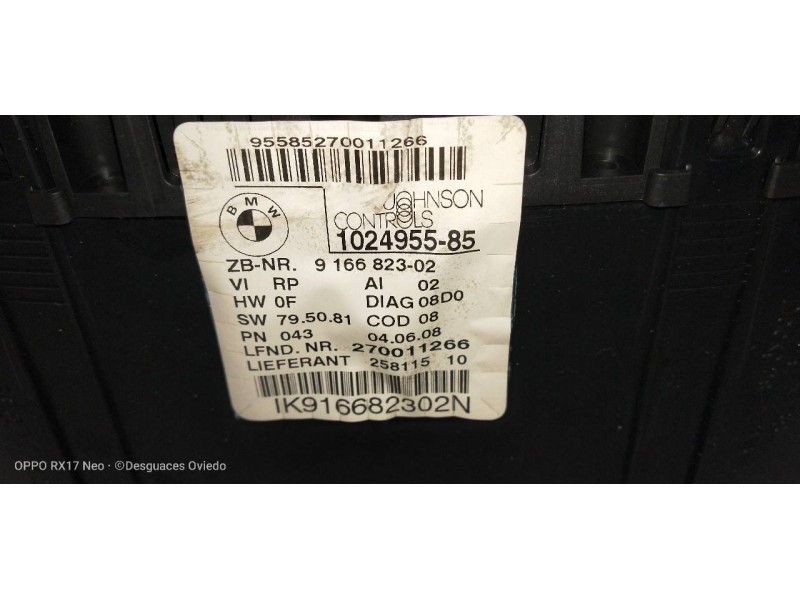 Recambio de cuadro instrumentos para bmw serie 1 coupe (e82) 120d referencia OEM IAM   