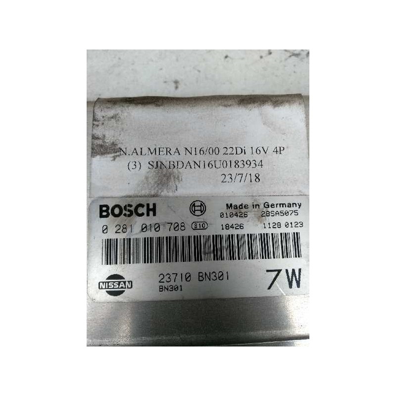 Recambio de centralita motor uce para nissan almera (n16/e) 2.2 16v turbodiesel cat referencia OEM IAM 0281010708 23710BN301 7W