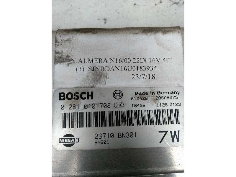 Recambio de centralita motor uce para nissan almera (n16/e) 2.2 16v turbodiesel cat referencia OEM IAM 0281010708 23710BN301 7W