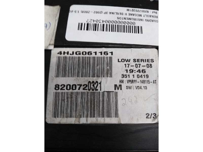 Recambio de cuadro instrumentos para renault megane ii berlina 3p 1.5 dci diesel cat referencia OEM IAM 8200720321M  