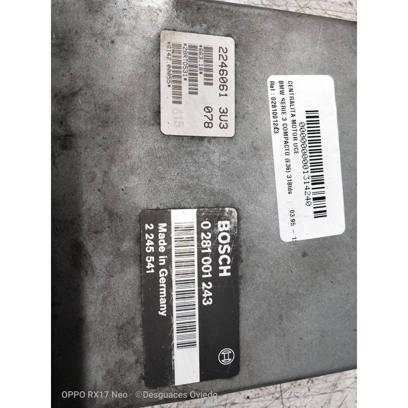 Recambio de centralita motor uce para bmw serie 3 compacto (e36) 318tds referencia OEM IAM 0281001243 2245541 2246061