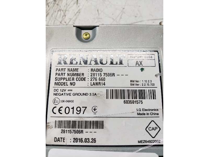 Recambio de sistema audio / radio cd para renault talisman intens referencia OEM IAM 280900083R 281157506R 253B05762R