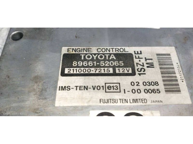 Recambio de centralita motor uce para toyota yaris (ncp1/nlp1/scp1) 1.0 linea sol referencia OEM IAM 8966152065 2110007215 