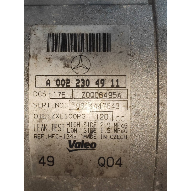 Recambio de compresor aire acondicionado para mercedes clase c (w204) berlina c 180 kompressor blueefficiency (204.044) referenc
