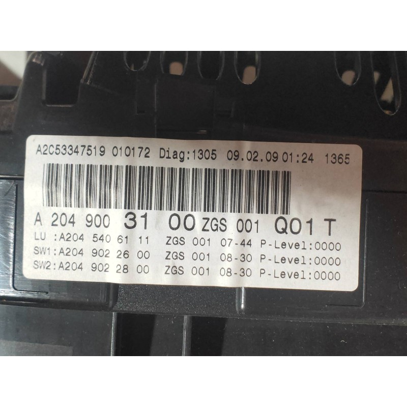 Recambio de cuadro instrumentos para mercedes clase c (w204) berlina c 180 kompressor blueefficiency (204.044) referencia OEM IA