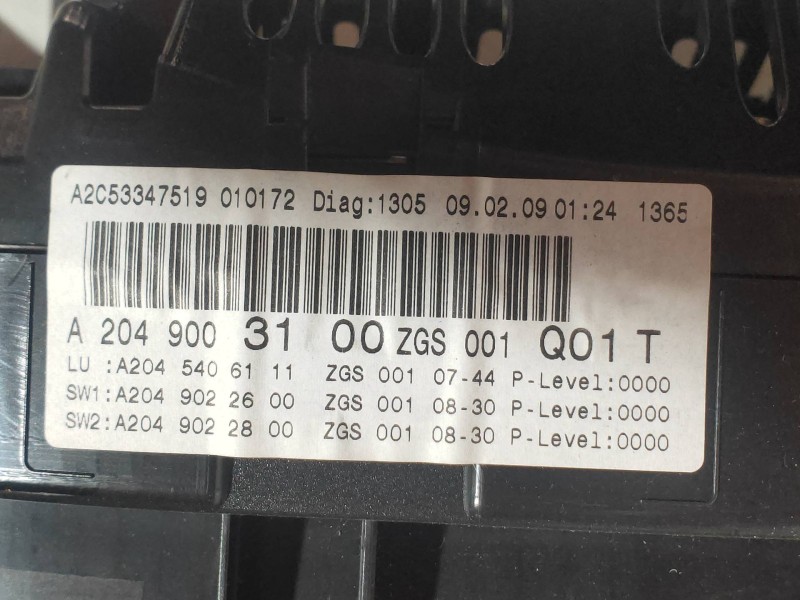 Recambio de cuadro instrumentos para mercedes clase c (w204) berlina c 180 kompressor blueefficiency (204.044) referencia OEM IA