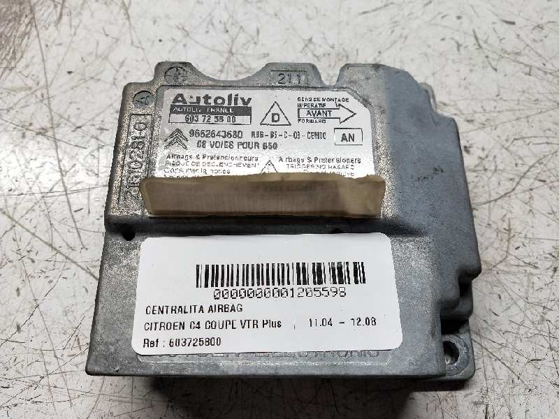 Recambio de centralita airbag para citroen c4 coupe vtr plus referencia OEM IAM 603725800 9662643680 654634