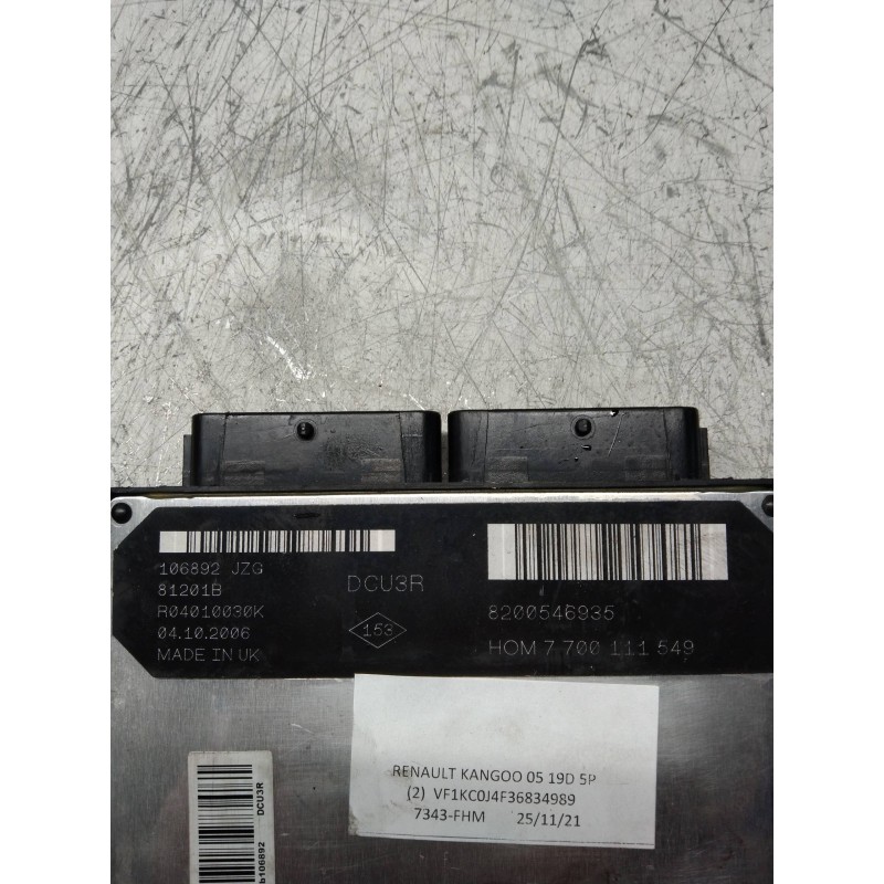 Recambio de centralita motor uce para renault kangoo (f/kc0) authentique referencia OEM IAM R04010030K 8200546935 HOM7700111549 
