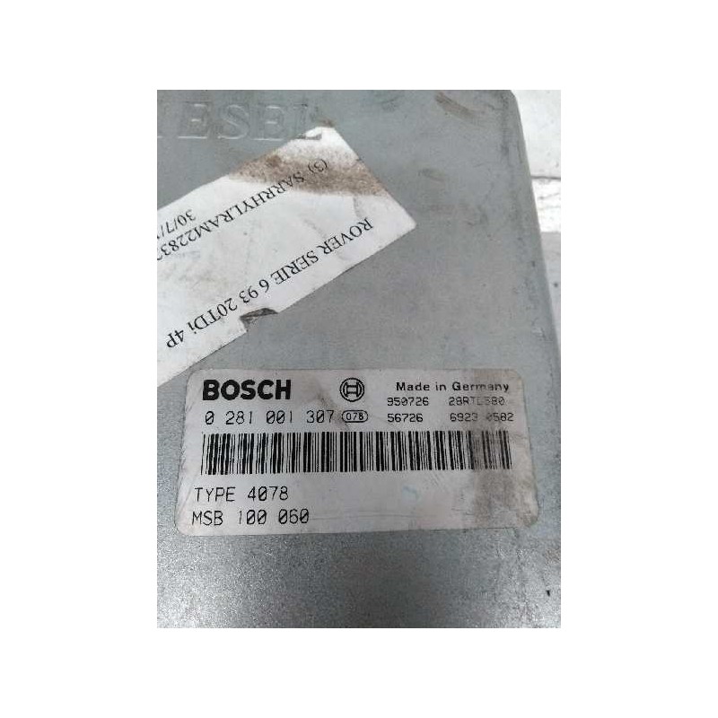 Recambio de centralita motor uce para mg rover serie 600 (rh) 2.0 turbodiesel referencia OEM IAM 0281001307 MSB100060 4078