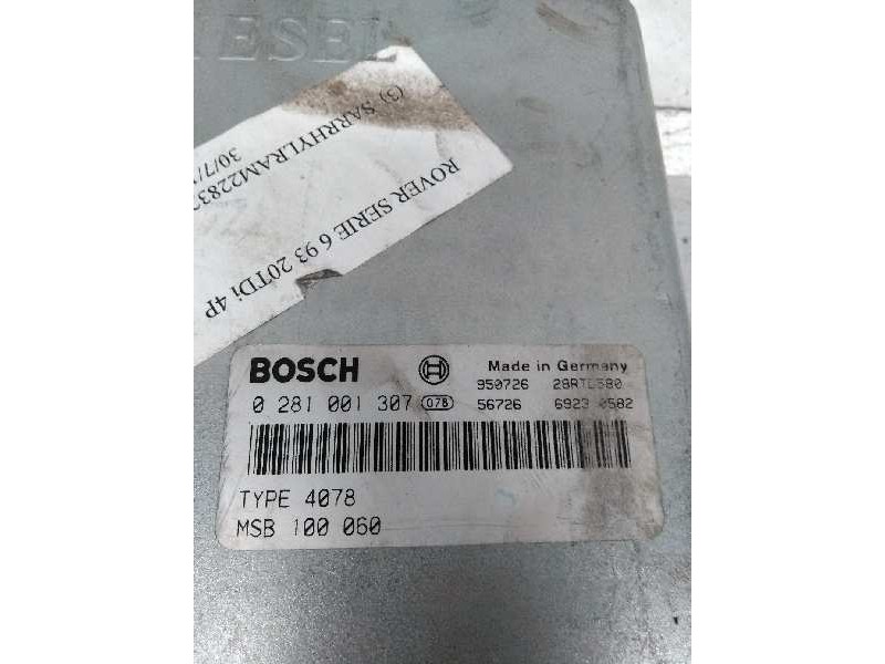 Recambio de centralita motor uce para mg rover serie 600 (rh) 2.0 turbodiesel referencia OEM IAM 0281001307 MSB100060 4078