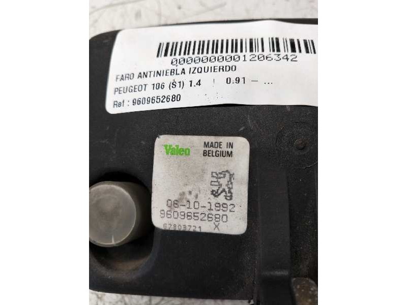 Recambio de faro antiniebla izquierdo para peugeot 106 (s1) 1.4 referencia OEM IAM 9609652680  