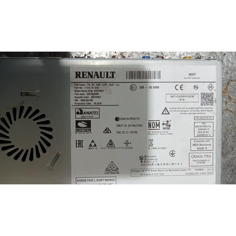 Recambio de sistema audio / radio cd para renault megane iv berlina 5p limited + referencia OEM IAM 259156335R 283C32219R 751375
