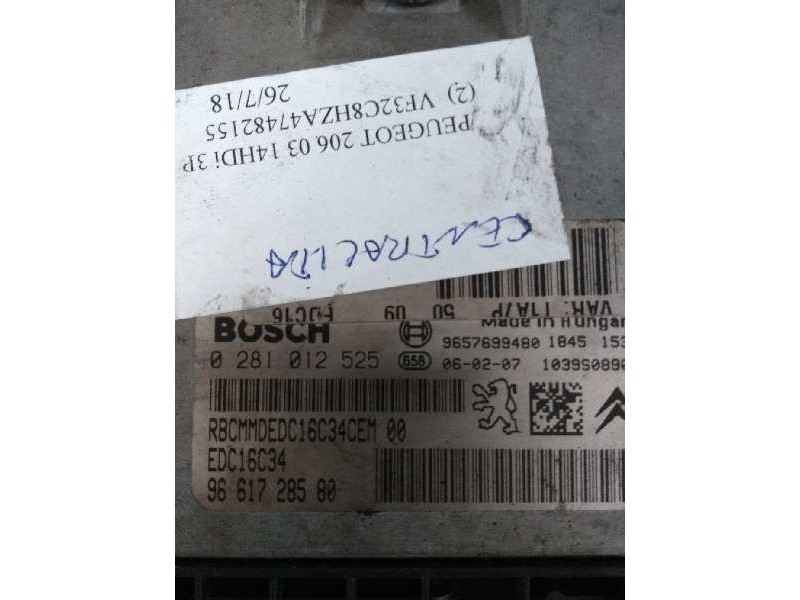 Recambio de centralita motor uce para peugeot 206 berlina x-line referencia OEM IAM 0281012525 9661728580 EDC16C34 Recambio de centralita motor uce para peugeot 206 berlina x-line referencia OEM IAM 0281012525 9661728580 EDC16C34