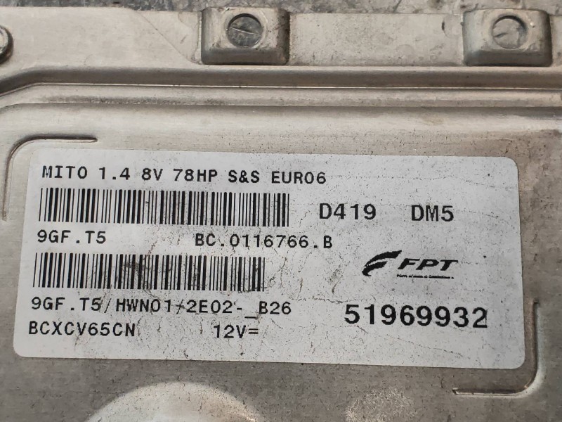 Recambio de centralita motor uce para alfa romeo mito (145) basis (2016) referencia OEM IAM 51969932  