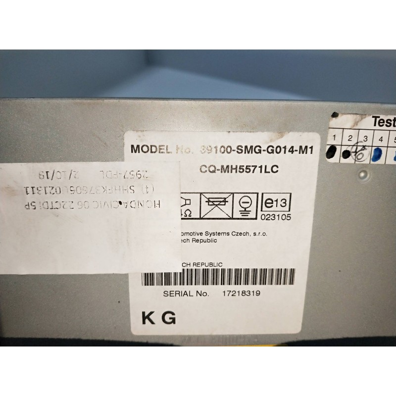 Recambio de sistema audio / radio cd para honda civic berlina 5 (fk) 2.2 i-ctdi sport referencia OEM IAM 39100SMGG014M1  