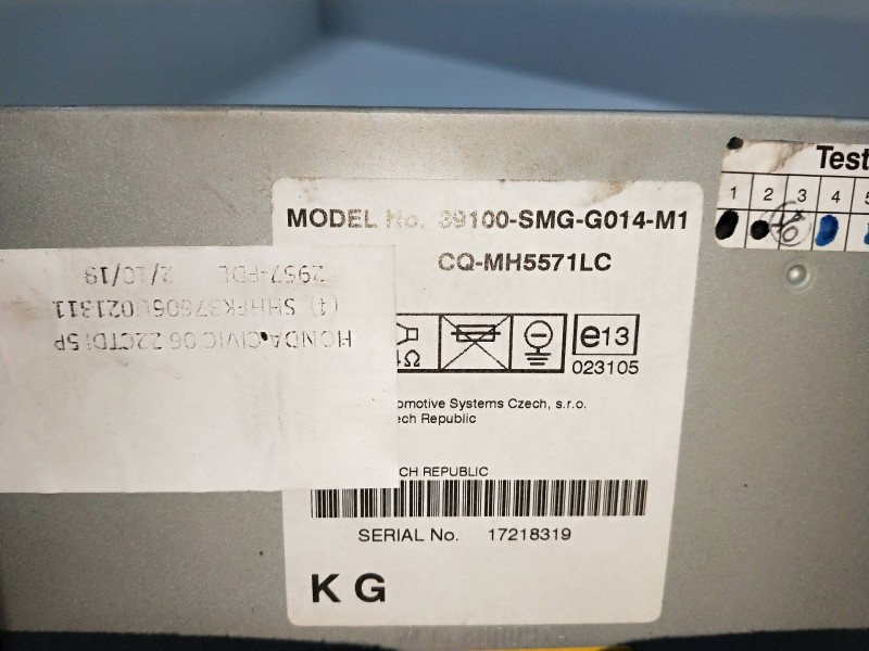 Recambio de sistema audio / radio cd para honda civic berlina 5 (fk) 2.2 i-ctdi sport referencia OEM IAM 39100SMGG014M1  