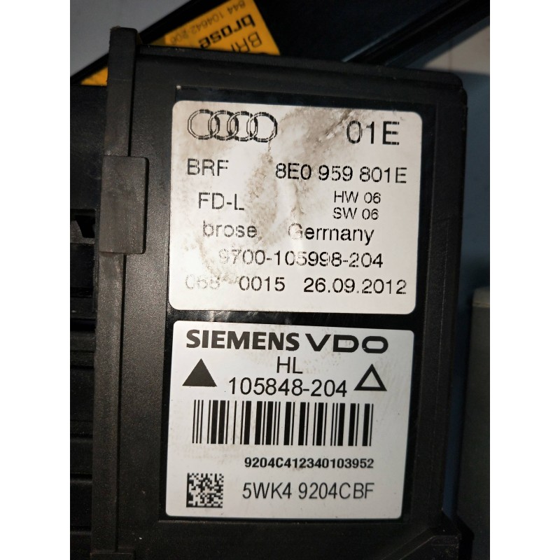 Recambio de elevalunas trasero izquierdo para seat exeo berlina (3r2) 2.0 tdi referencia OEM IAM 105848204 8E0959801E 4P