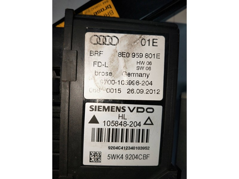 Recambio de elevalunas trasero izquierdo para seat exeo berlina (3r2) 2.0 tdi referencia OEM IAM 105848204 8E0959801E 4P