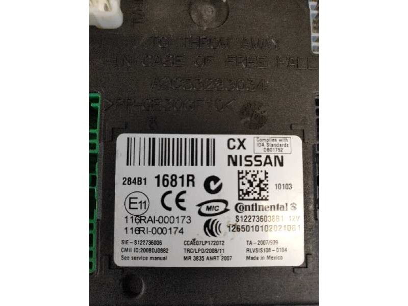 Recambio de caja reles / fusibles para renault koleos 2.0 dci diesel fap referencia OEM IAM S122736038B1 284B11681R 