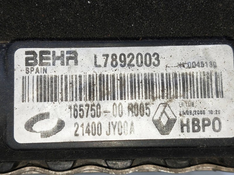 Recambio de radiador agua para renault koleos 2.0 dci diesel fap referencia OEM IAM L7892003 16575000R005 