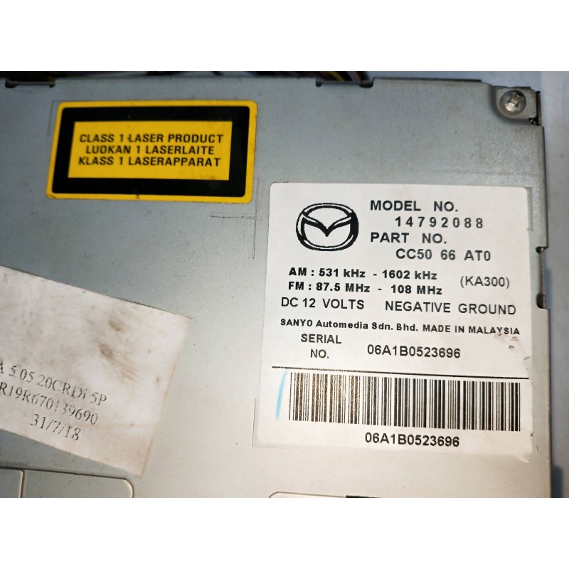 Recambio de sistema audio / radio cd para mazda 5 berl. (cr) 2.0 diesel cat referencia OEM IAM 14792088  