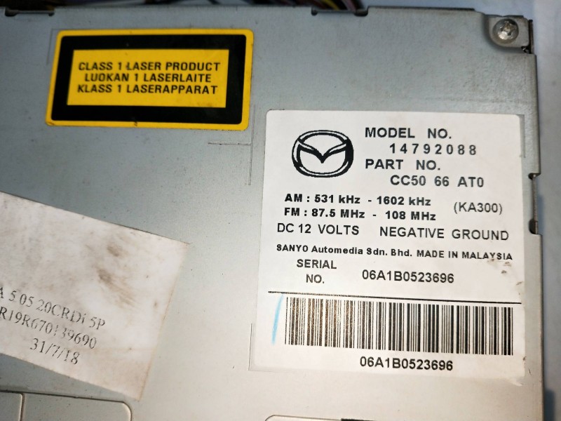 Recambio de sistema audio / radio cd para mazda 5 berl. (cr) 2.0 diesel cat referencia OEM IAM 14792088  