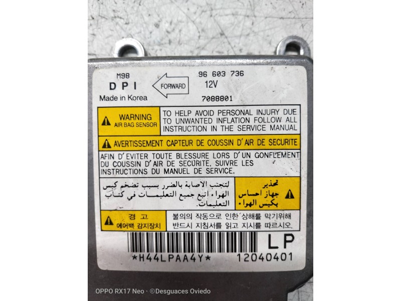 Recambio de centralita airbag para daewoo matiz 0.8 referencia OEM IAM 96603736 7088801 