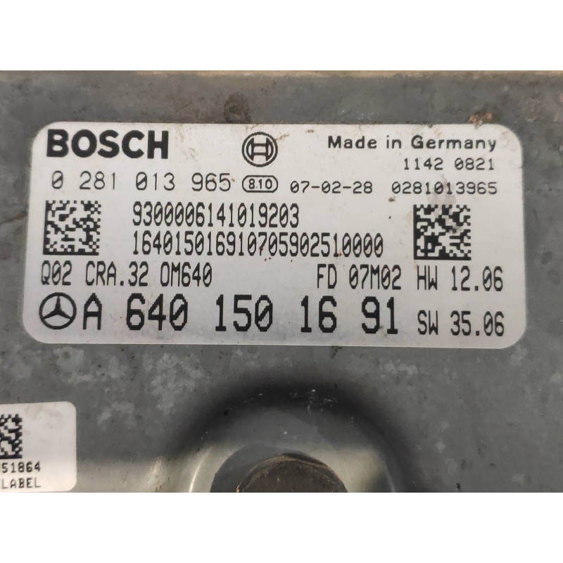 Recambio de centralita motor uce para mercedes clase b (w245) 180 cdi (245.207) referencia OEM IAM 0281013965 A6401501691 