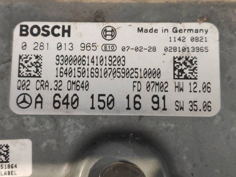Recambio de centralita motor uce para mercedes clase b (w245) 180 cdi (245.207) referencia OEM IAM 0281013965 A6401501691 