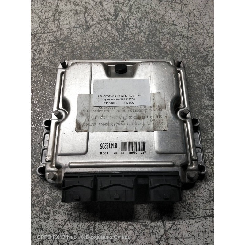 Recambio de centralita motor uce para peugeot 406 berlina (s1/s2) sv referencia OEM IAM 0281010877 9645532880 EDC15