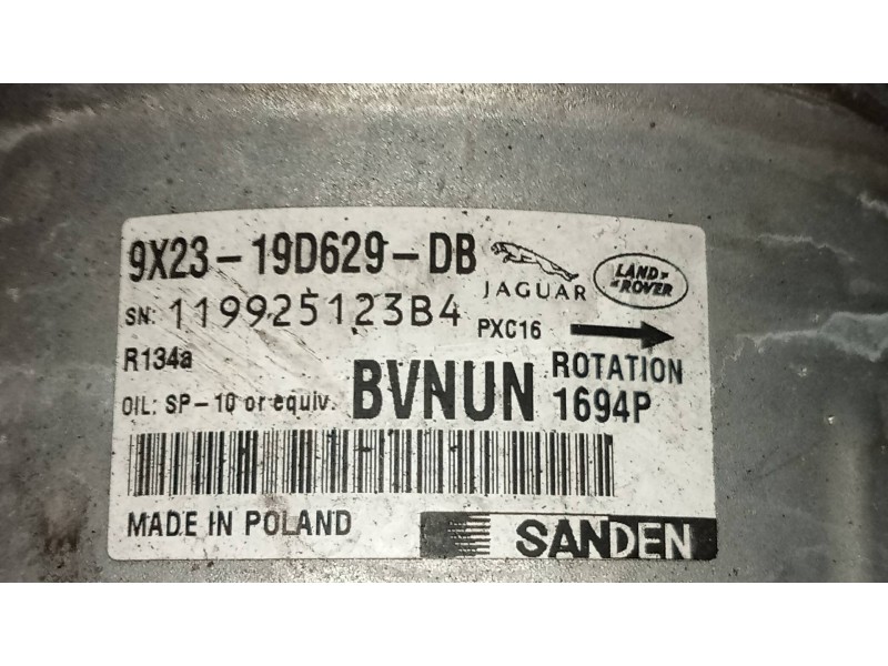 Recambio de compresor aire acondicionado para jaguar xf 3.0 v6 diesel luxury referencia OEM IAM BVNUN1694P 9X2319D629DB 