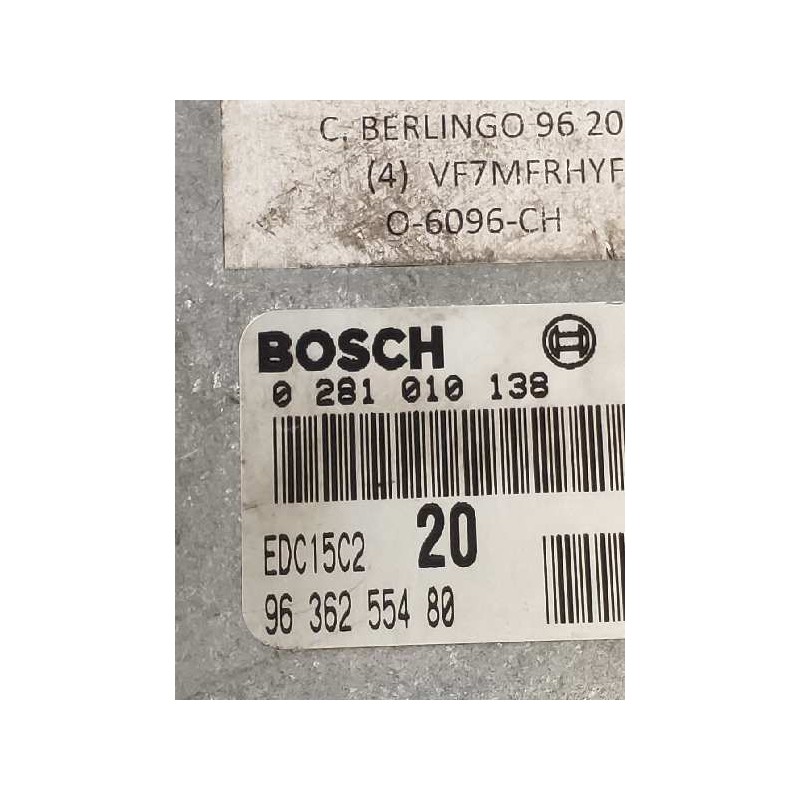 Recambio de centralita motor uce para citroen berlingo 2.0 hdi cat (rhy / dw10td) referencia OEM IAM 0281010138 9636255480 EDC15