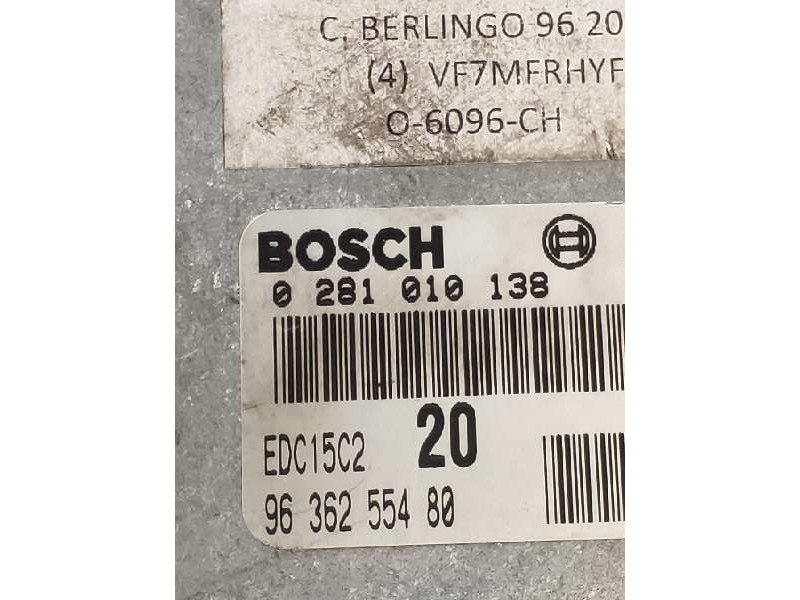 Recambio de centralita motor uce para citroen berlingo 2.0 hdi cat (rhy / dw10td) referencia OEM IAM 0281010138 9636255480 EDC15