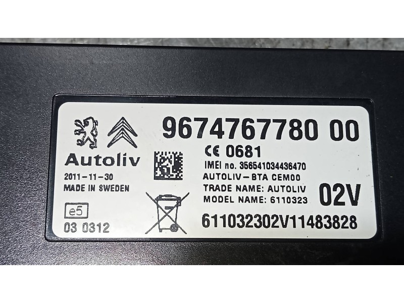 Recambio de modulo electronico para peugeot 508 active referencia OEM IAM 9674767780  