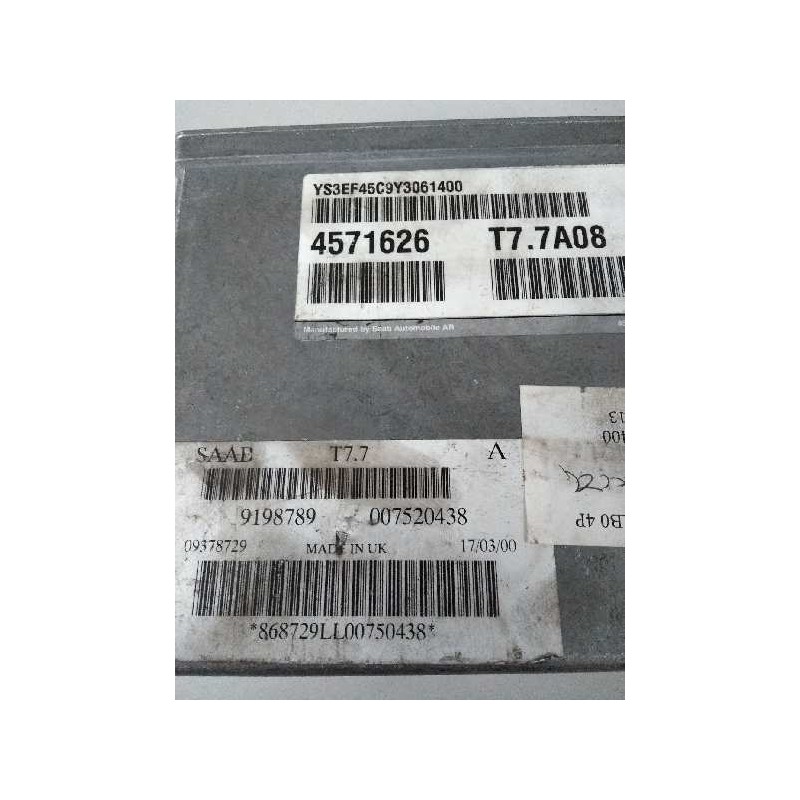 Recambio de centralita motor uce para saab 9-5 berlina 2.0 cat referencia OEM IAM 4571626 T77A08 9198789
