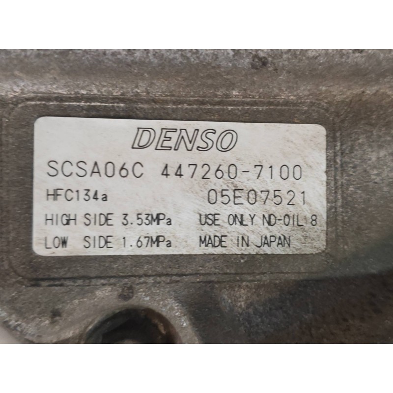 Recambio de compresor aire acondicionado para toyota corolla (e12) 2.0 d-4d linea luna berlina referencia OEM IAM 4472607100 05E