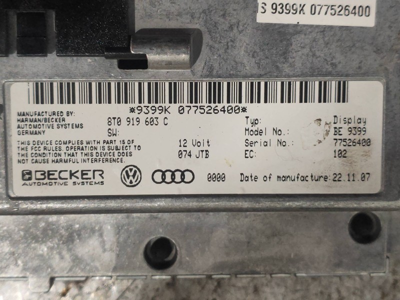 Recambio de pantalla multifuncion para audi a5 coupe (8t) 2.7 tdi referencia OEM IAM 8T0919603C  