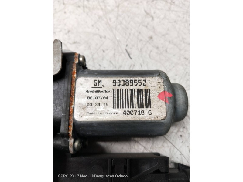 Recambio de elevalunas delantero derecho para opel meriva cosmo referencia OEM IAM 93389552  5P