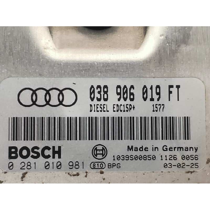 Recambio de centralita motor uce para audi a3 (8l) 1.9 tdi ambiente referencia OEM IAM 0281010981 038906019FT EDC15P