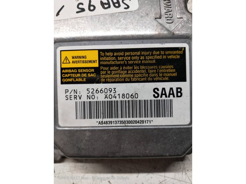 Recambio de centralita airbag para saab 9-5 berlina 2.0 cat referencia OEM IAM 5266093 A0418060 